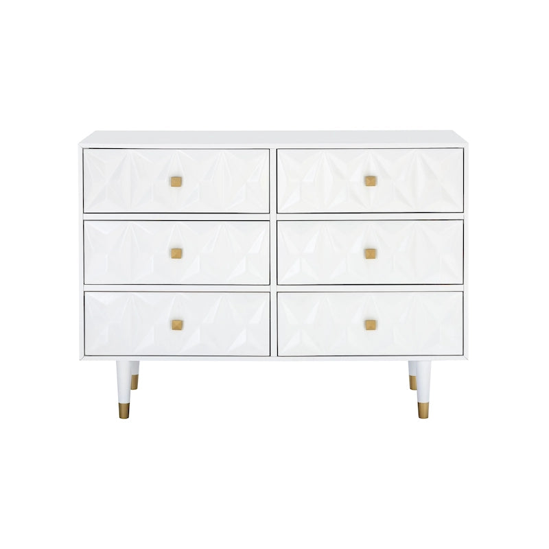 Bea Geometric Textured Glam 6-drawer Dresser