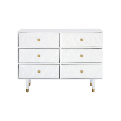 Bea Geometric Textured Glam 6-drawer Dresser