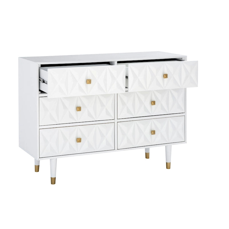 Bea Geometric Textured Glam 6-drawer Dresser