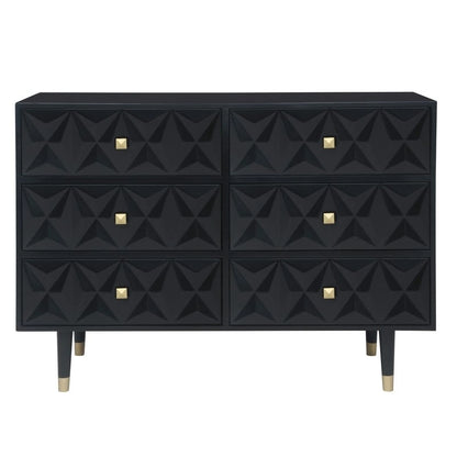 Bea Geometric Textured Glam 6-drawer Dresser