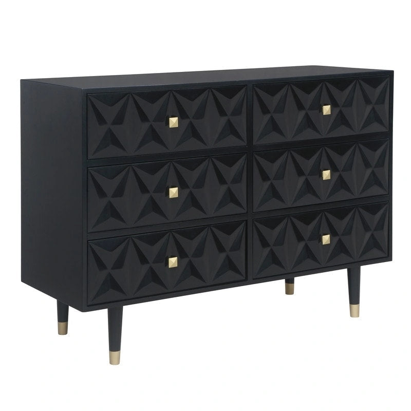 Bea Geometric Textured Glam 6-drawer Dresser