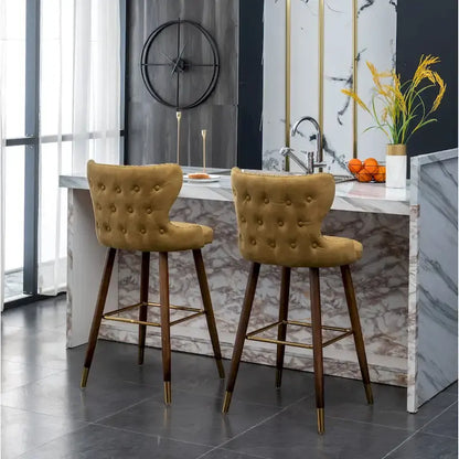 Roundhill Furniture Nevis Mid-century Modern Faux Leather Tufted Nailhead Trim Barstool Set of 2