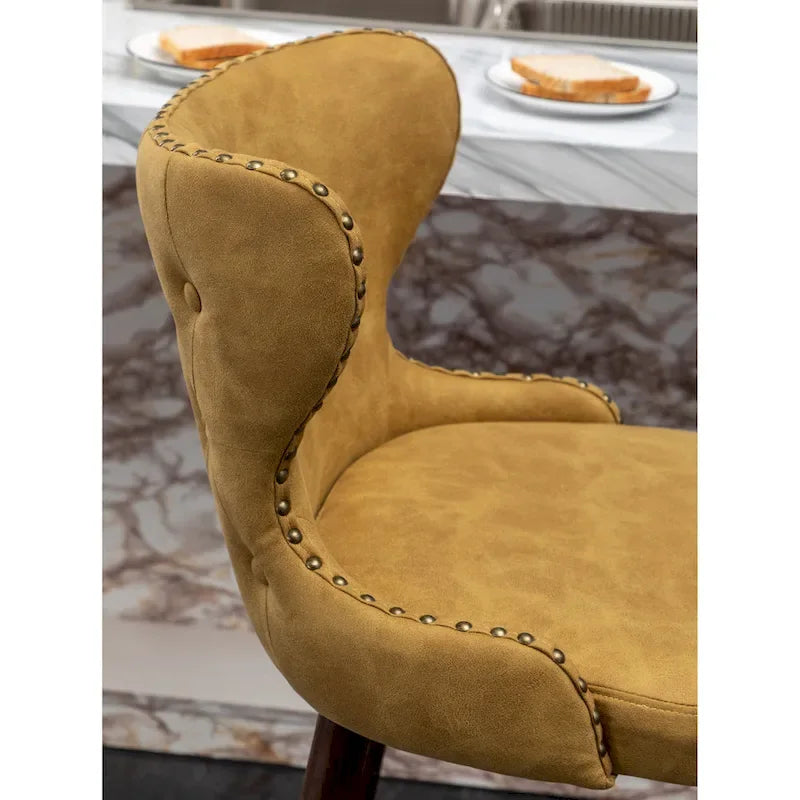 Roundhill Furniture Nevis Mid-century Modern Faux Leather Tufted Nailhead Trim Barstool Set of 2