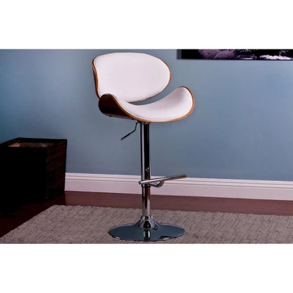 Modern Swivel Walnut Bentwood Adjustable Height Bar Stool