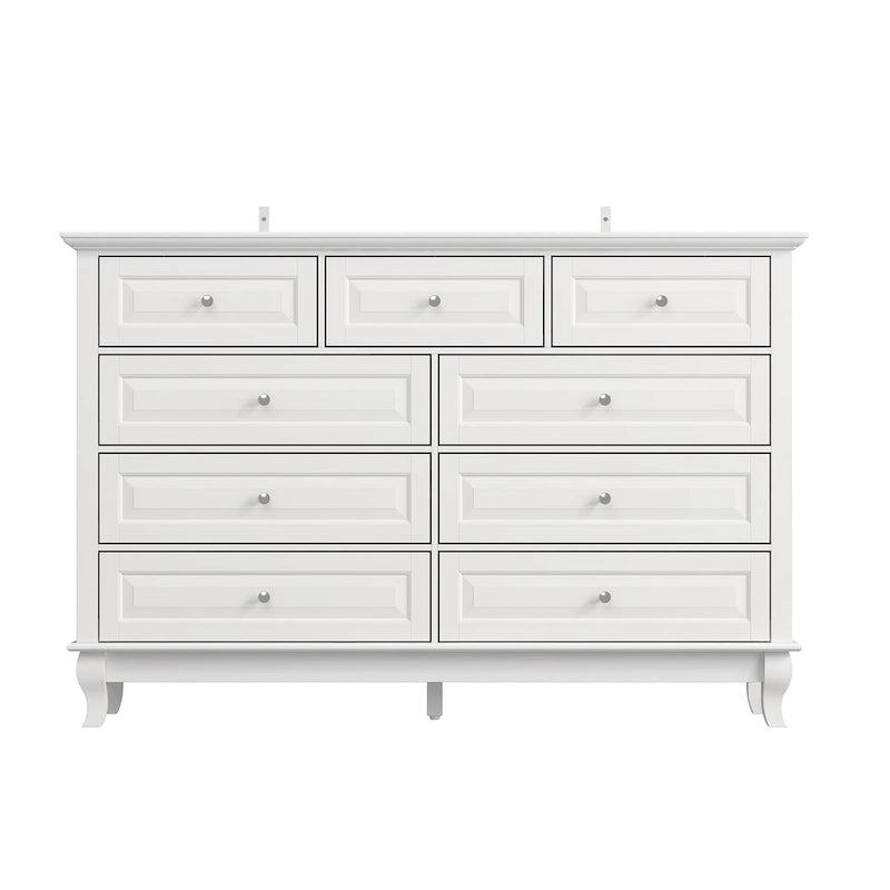 9-Drawer Dresser with Solid Wood Legs Chest Of Drawers Lacquer Console