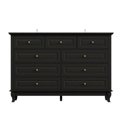 9-Drawer Dresser with Solid Wood Legs Chest Of Drawers Lacquer Console
