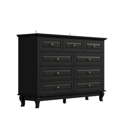 9-Drawer Dresser with Solid Wood Legs Chest Of Drawers Lacquer Console