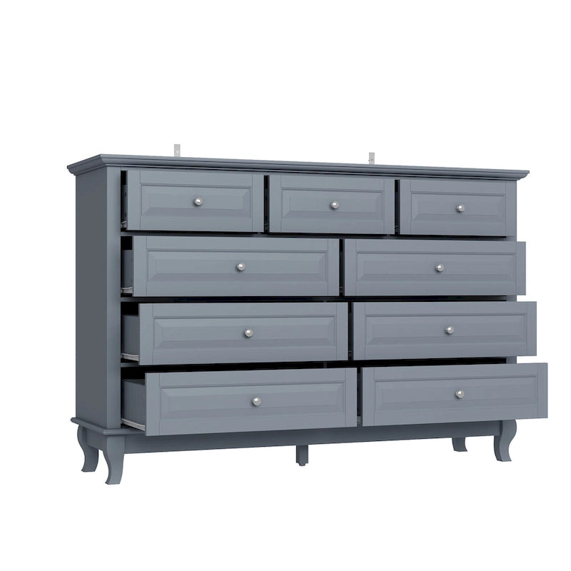 9-Drawer Dresser with Solid Wood Legs Chest Of Drawers Lacquer Console