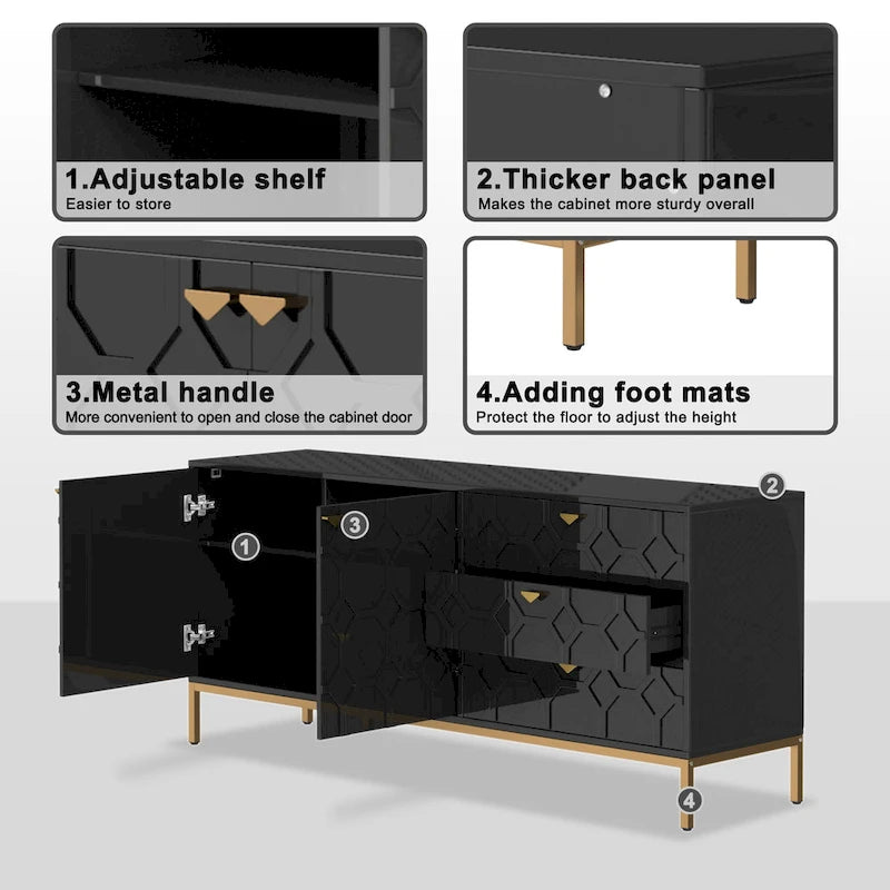 Clihome 2-Door Accent Cabinet with 3 Drawer Dressers