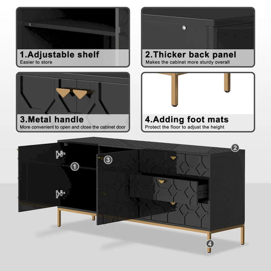 Clihome 2-Door Accent Cabinet with 3 Drawer Dressers