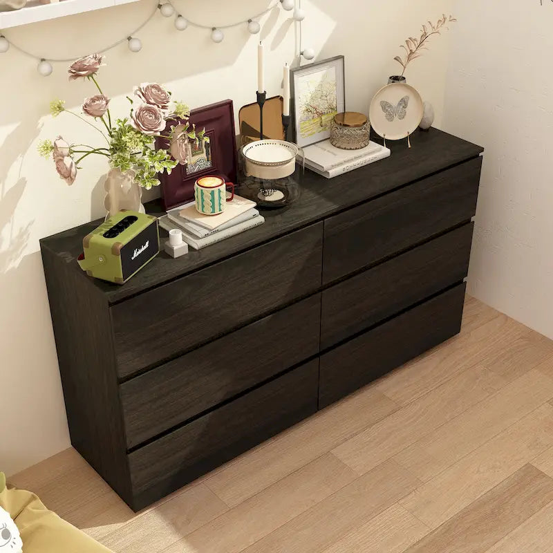 Premium 59-inch 6 Drawers White Floor Double Dresser by Kerrogee