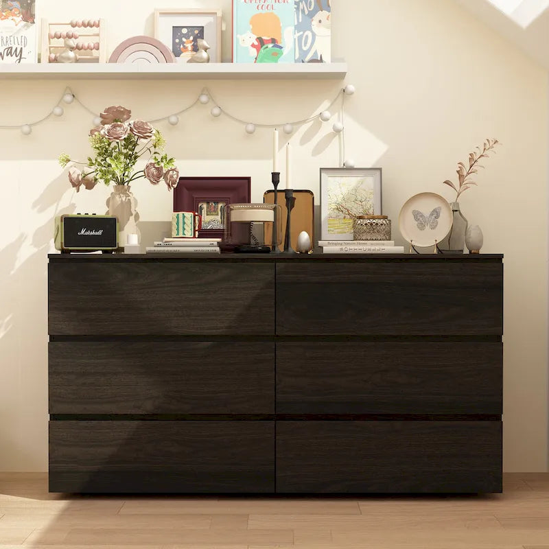 Premium 59-inch 6 Drawers White Floor Double Dresser by Kerrogee