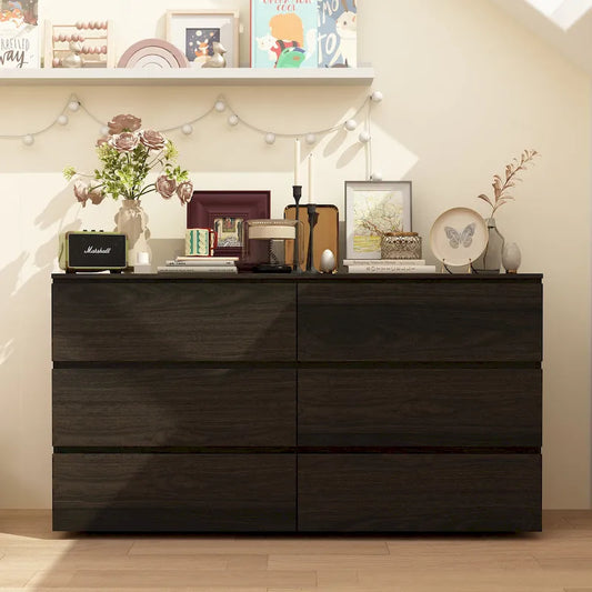 Premium 59-inch 6 Drawers White Floor Double Dresser by Kerrogee