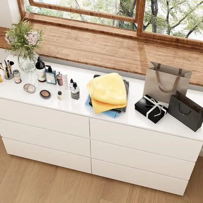 Premium 59-inch 6 Drawers White Floor Double Dresser by Kerrogee