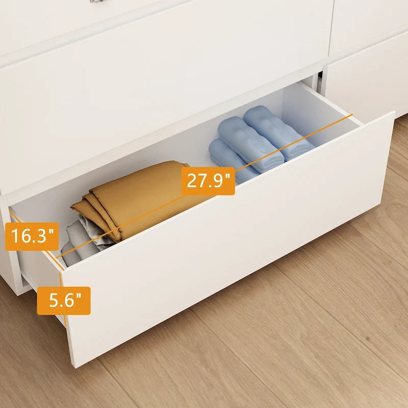 Premium 59-inch 6 Drawers White Floor Double Dresser by Kerrogee