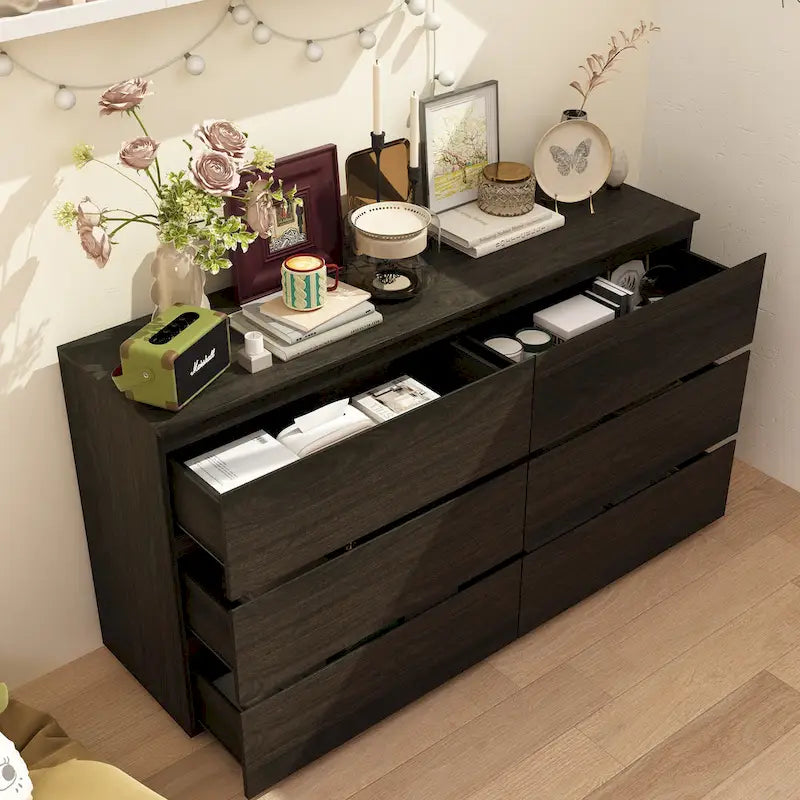 Premium 59-inch 6 Drawers White Floor Double Dresser by Kerrogee