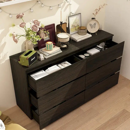 Premium 59-inch 6 Drawers White Floor Double Dresser by Kerrogee