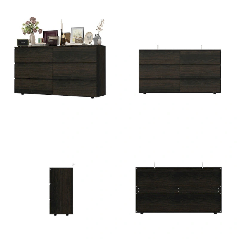 Premium 59-inch 6 Drawers White Floor Double Dresser by Kerrogee