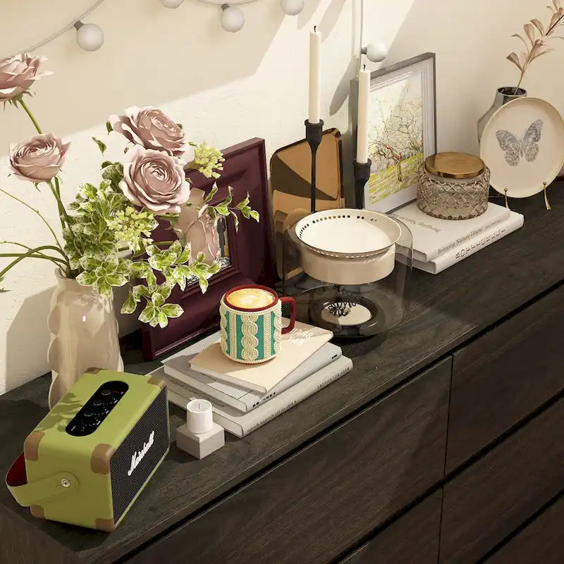 Premium 59-inch 6 Drawers White Floor Double Dresser by Kerrogee