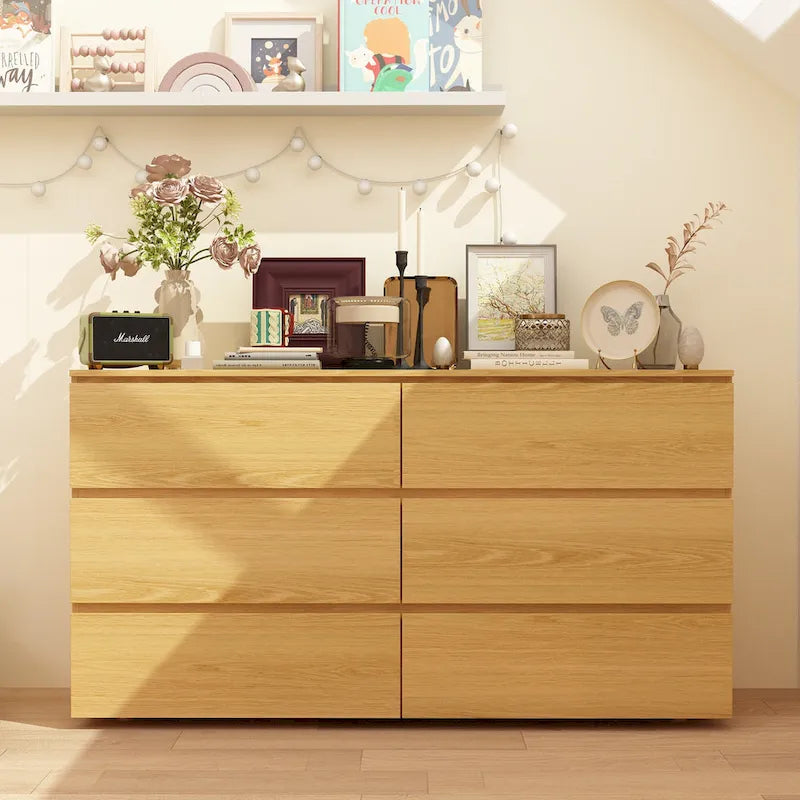 Premium 59-inch 6 Drawers White Floor Double Dresser by Kerrogee