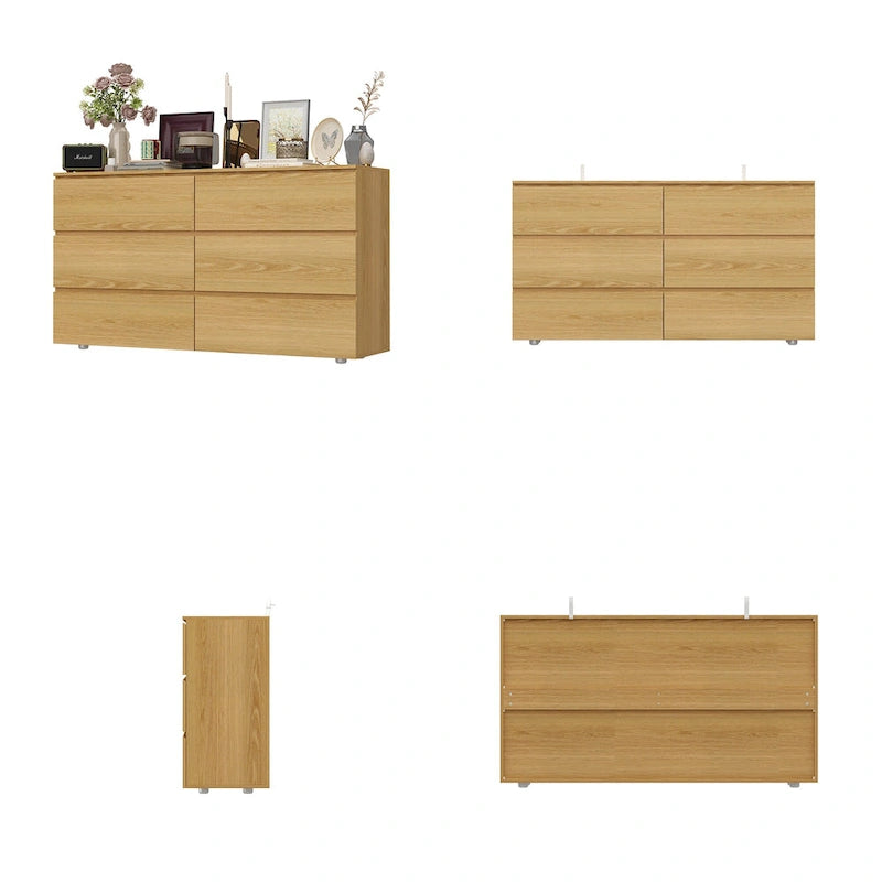 Premium 59-inch 6 Drawers White Floor Double Dresser by Kerrogee