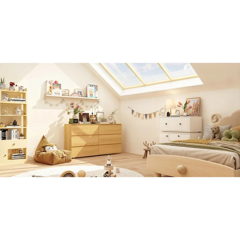 Premium 59-inch 6 Drawers White Floor Double Dresser by Kerrogee