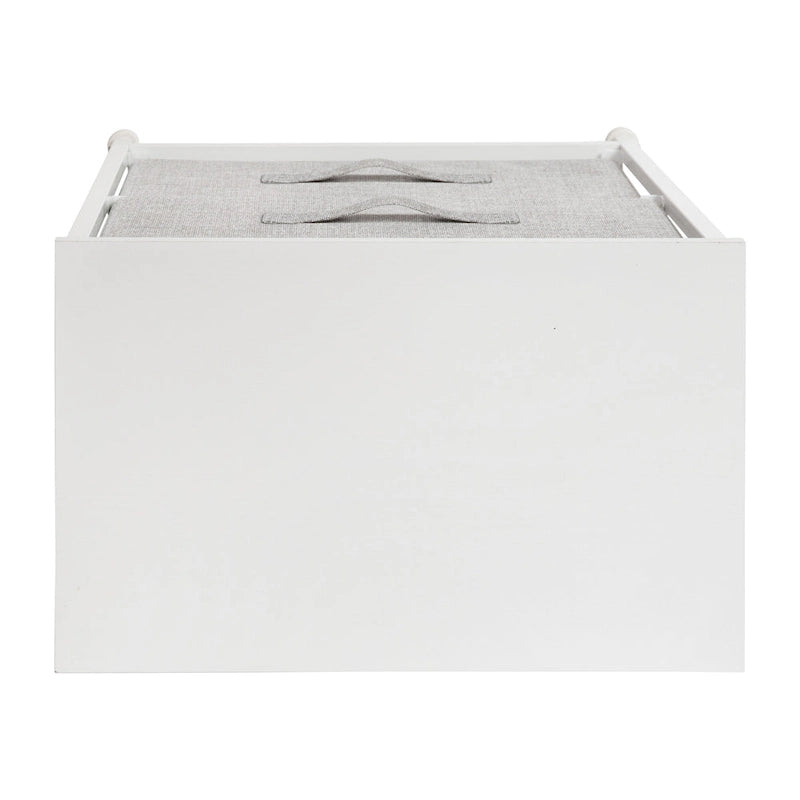 2 Drawer Storage Stand with Wood Top & Dark Fabric Pull Drawers