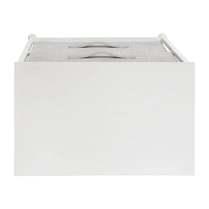 2 Drawer Storage Stand with Wood Top & Dark Fabric Pull Drawers