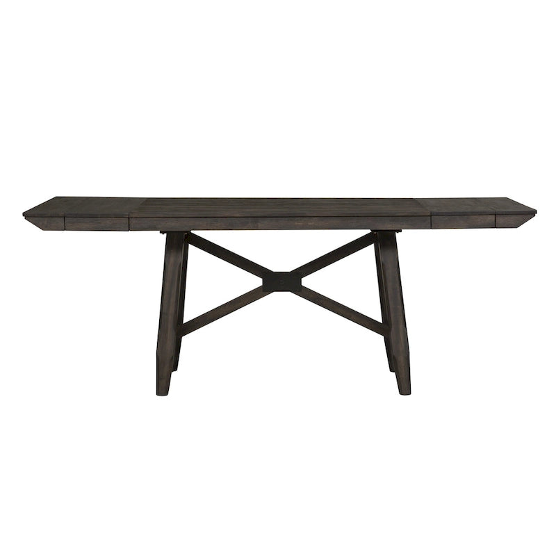 Double Bridge Dark Chestnut Trestle Table Set