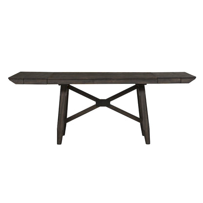 Double Bridge Dark Chestnut Trestle Table Set