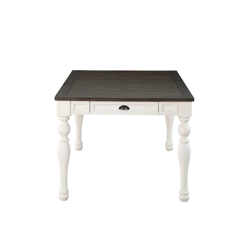 Steve Silver Jillian Farmhouse Two-Tone 80-Inch Dining Table - Two Tone Soft White and Dark Oak