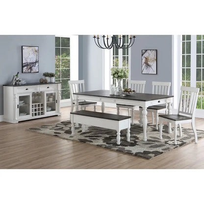 Steve Silver Jillian Farmhouse Two-Tone 80-Inch Dining Table - Two Tone Soft White and Dark Oak
