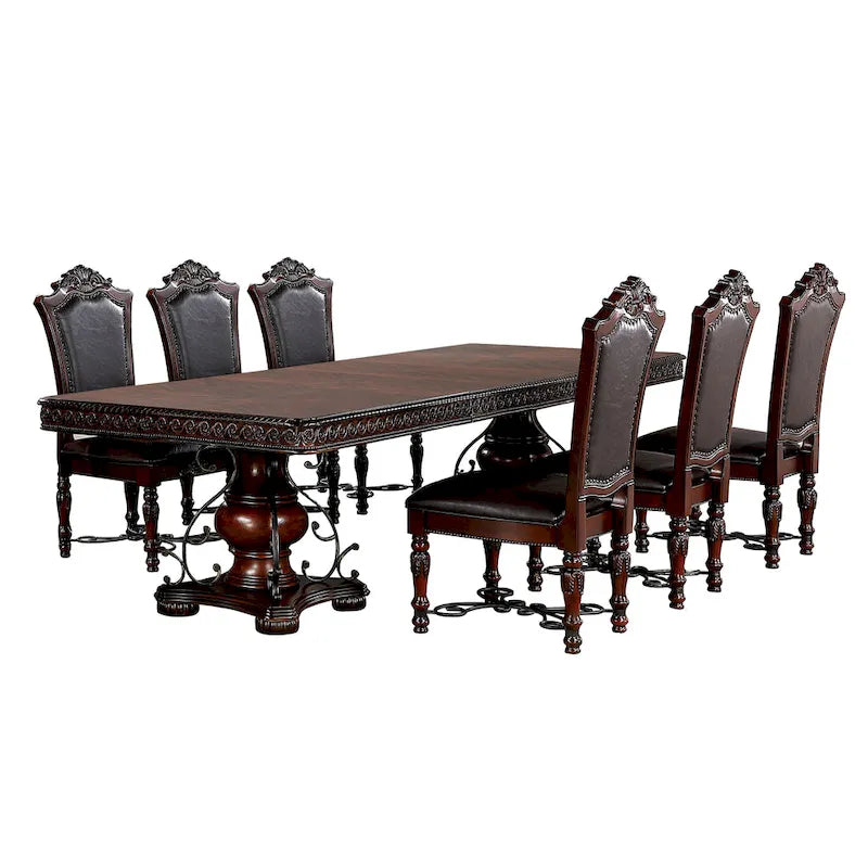 Baburam Traditional Cherry 7-piece Expandable Dining Set by Furniture of America