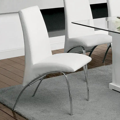 Benton Contemporary White Glass Top 7-Piece Dining Table Set by Furniture of America