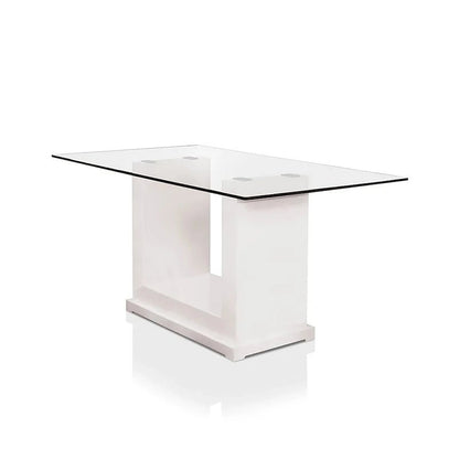 Benton Contemporary White Glass Top 7-Piece Dining Table Set by Furniture of America