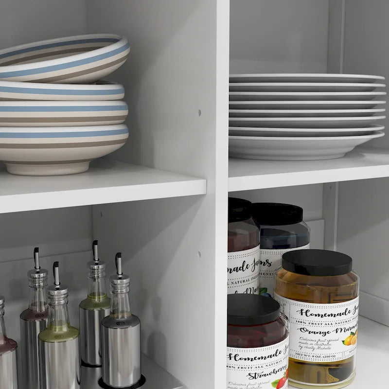 HOMCOM Rolling Kitchen Island with Drop Leaf Wood Breakfast Bar, Farmhouse Kitchen Cart with 2 Drawers, White