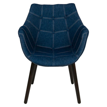 4-Piece Modern Tufted Denim Lounge Armchair with Beech Wood Legs, Upholstered Accent Side Chair for Living Room & Office