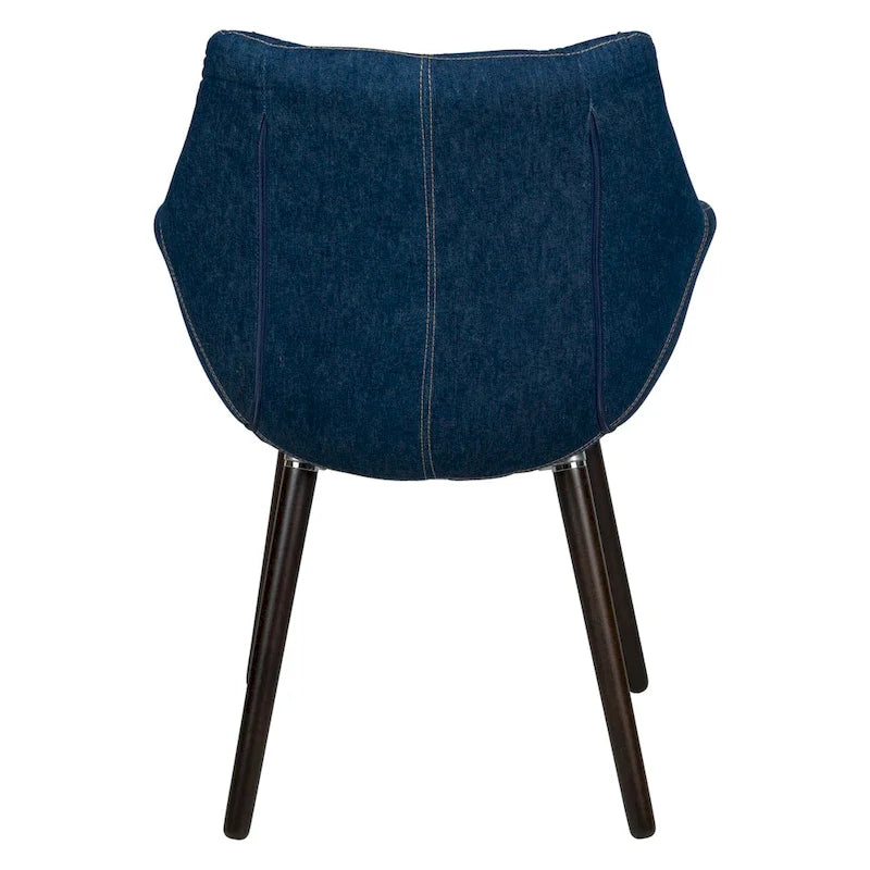 4-Piece Modern Tufted Denim Lounge Armchair with Beech Wood Legs, Upholstered Accent Side Chair for Living Room & Office