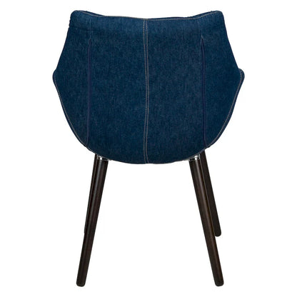 4-Piece Modern Tufted Denim Lounge Armchair with Beech Wood Legs, Upholstered Accent Side Chair for Living Room & Office