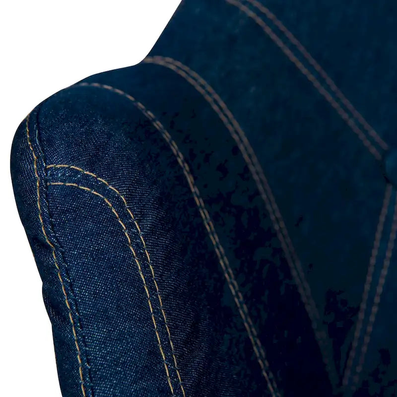 4-Piece Modern Tufted Denim Lounge Armchair with Beech Wood Legs, Upholstered Accent Side Chair for Living Room & Office