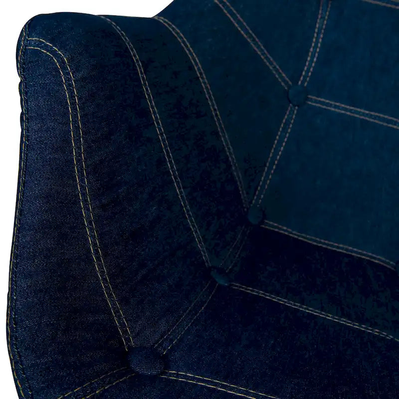 4-Piece Modern Tufted Denim Lounge Armchair with Beech Wood Legs, Upholstered Accent Side Chair for Living Room & Office