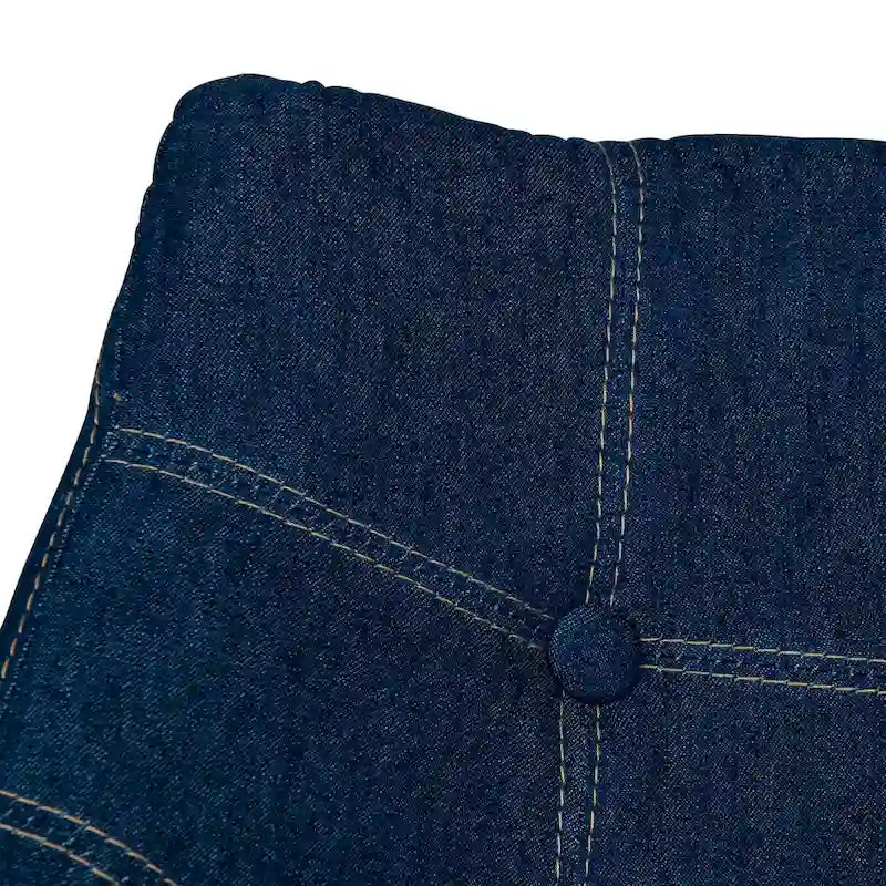 4-Piece Modern Tufted Denim Lounge Armchair with Beech Wood Legs, Upholstered Accent Side Chair for Living Room & Office