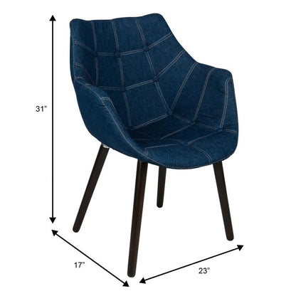 4-Piece Modern Tufted Denim Lounge Armchair with Beech Wood Legs, Upholstered Accent Side Chair for Living Room & Office