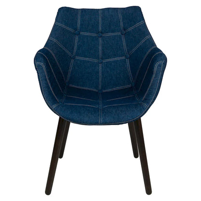4-Piece Modern Tufted Denim Lounge Armchair with Beech Wood Legs, Upholstered Accent Side Chair for Living Room & Office