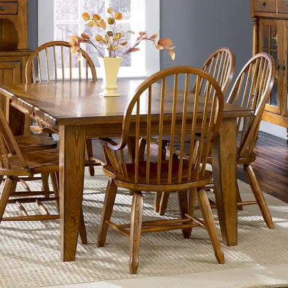 Treasures Rustic Oak 5-piece Bow Back 44x108 Rectangular Dinette Set
