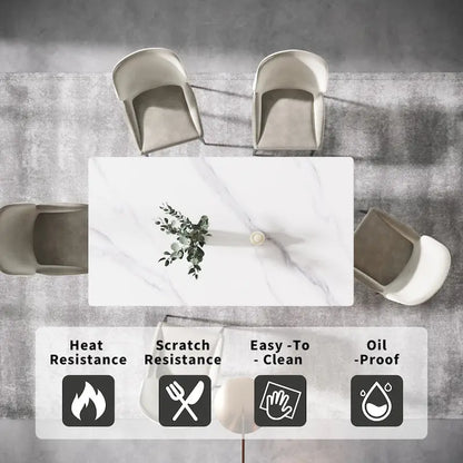 71 Modern Dining Table with Rectangular Sintered Stone Tabletop and Gold Base