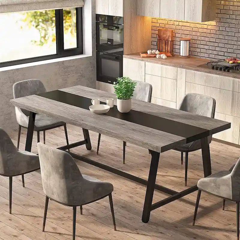 Dining Table for 8 People, 70.87-inch Rectangular Wood Kitchen Table