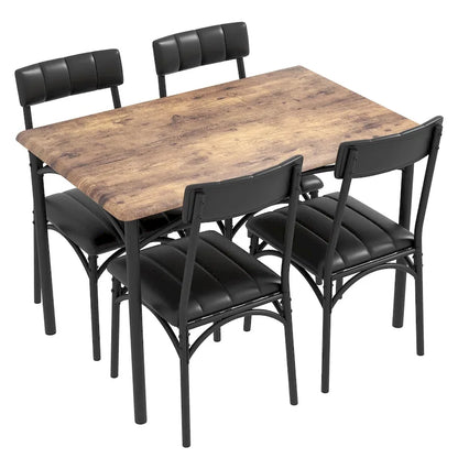 Rectangular Dining Table Set for 4 with Upholstered Chairs