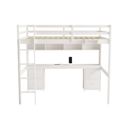 Loft Bed with Desk, Cabinets