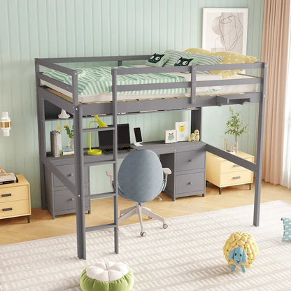 Loft Bed with Desk, Cabinets